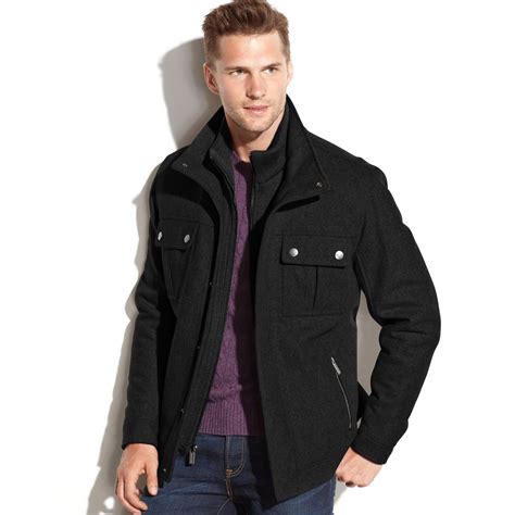 michael kors wool blend field coat with attached bib|Michael Michael Kors Men's Wool.